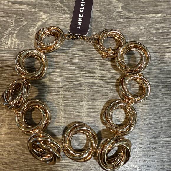 Anne Klein Gold Tone Circle Knot All Around Statement Necklace NWT - Picture 4 of 9